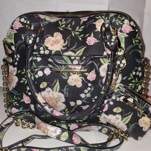Steve Madden Black Floral Satchel